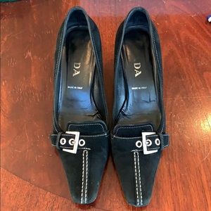 Vintage black suede PRADA kitten heels